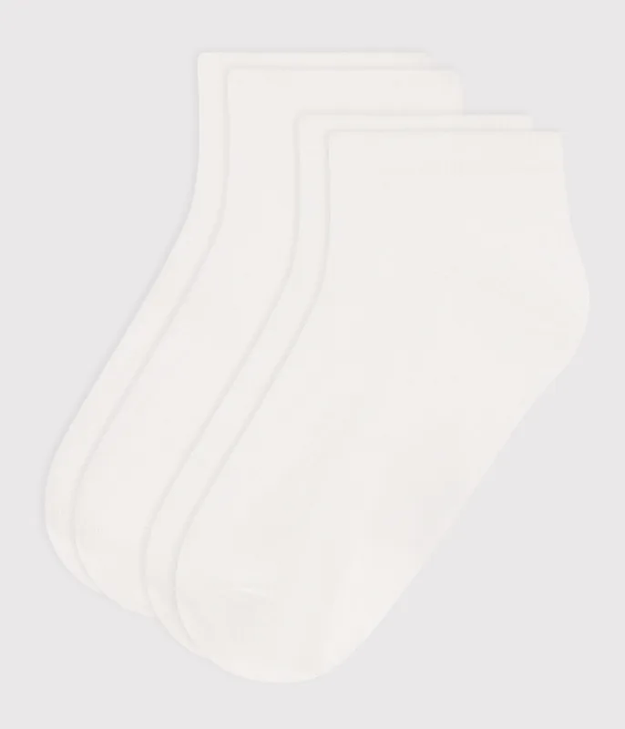 2 pairs of plain cotton ankle socks for children