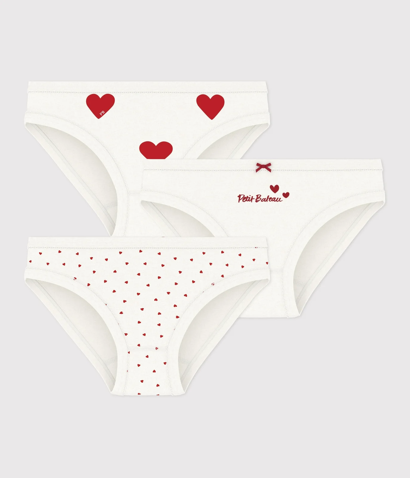Girls' Heart Patterned Cotton Briefs - 3-Pack