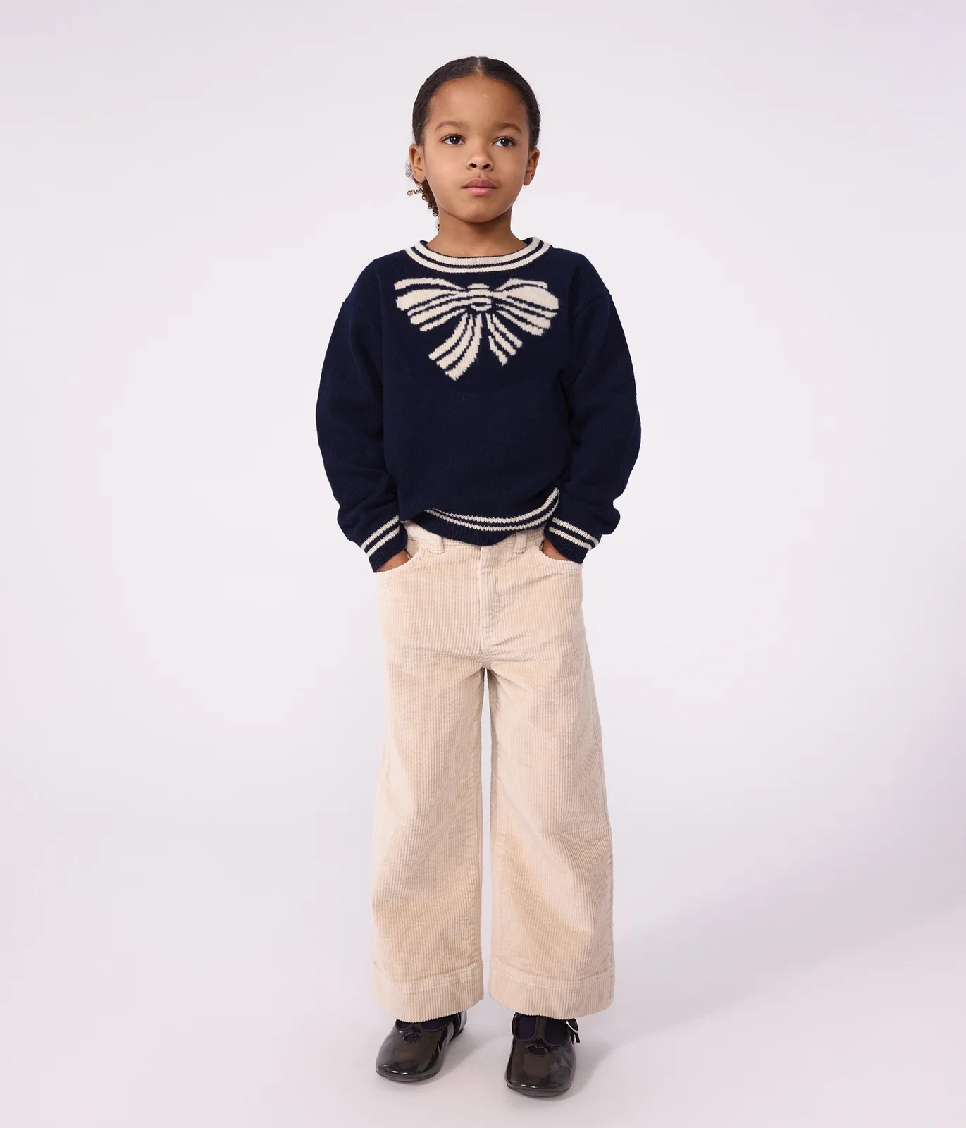 Children's bow pattern wool and cotton jumper