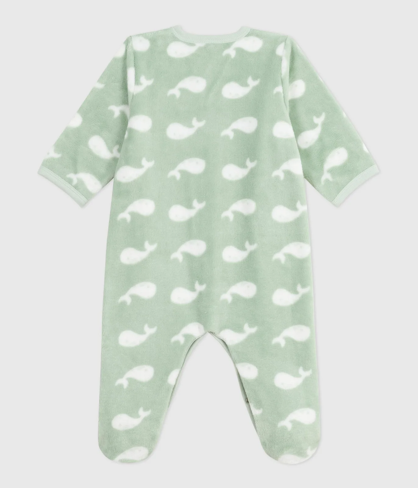 Babies' winter onesie in whale-print fleece