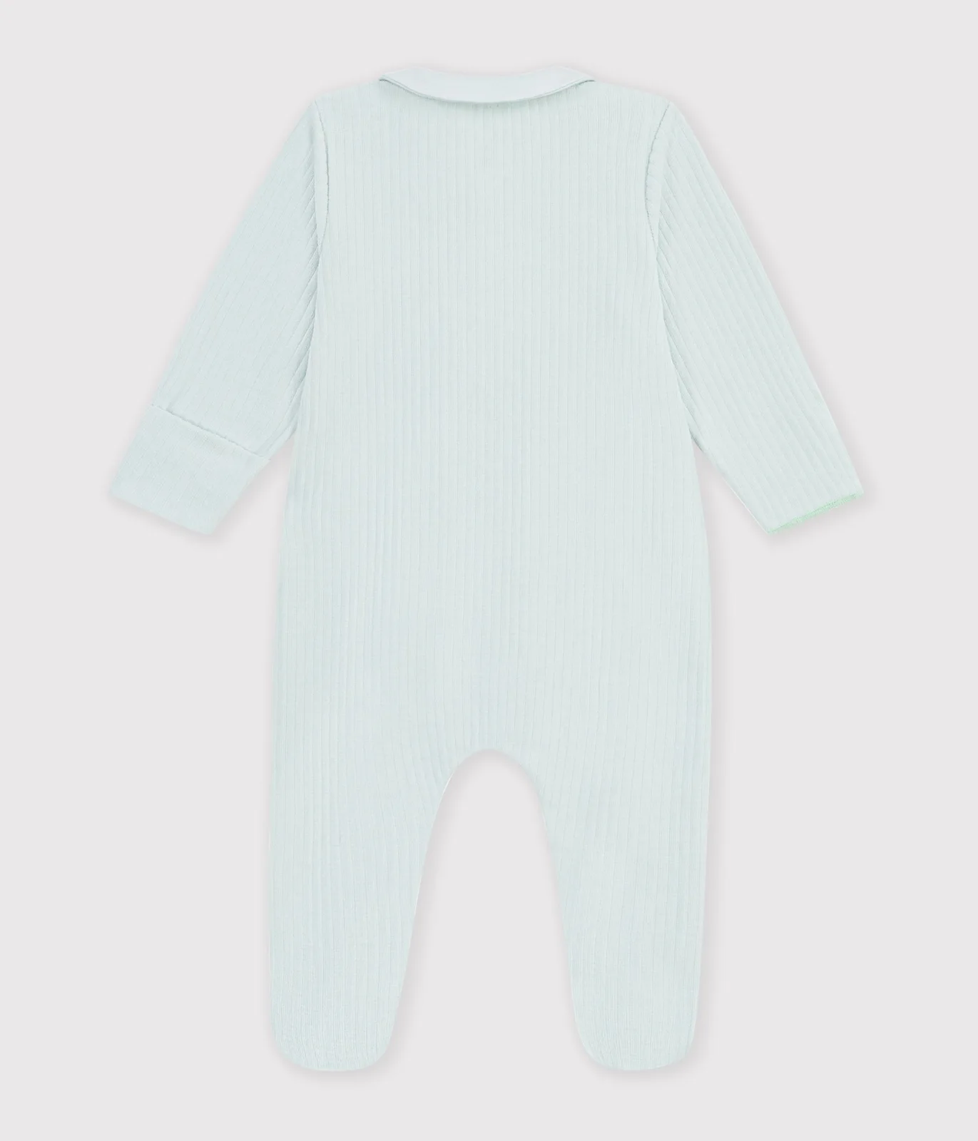 Babies' plain velour pyjama suit with a collar