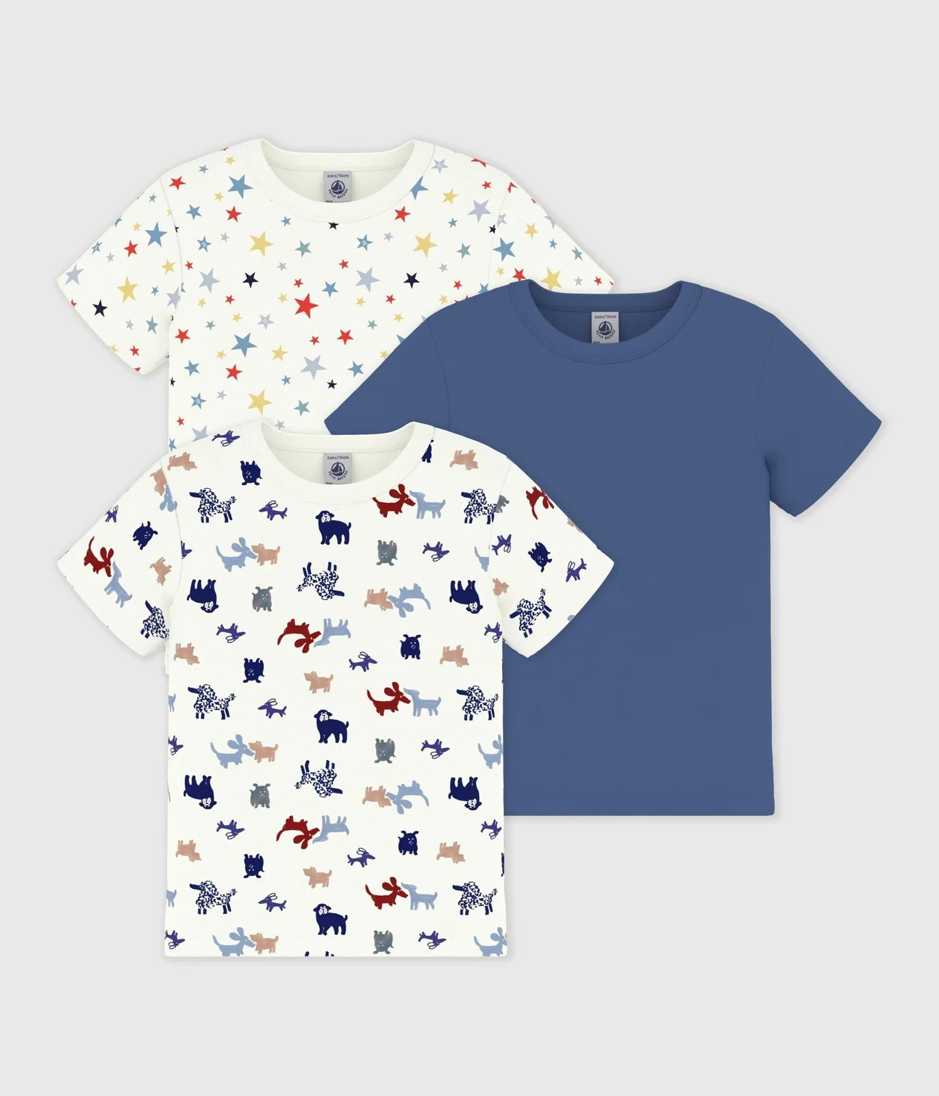 Pack of children's short-sleeved printed cotton T-shirts