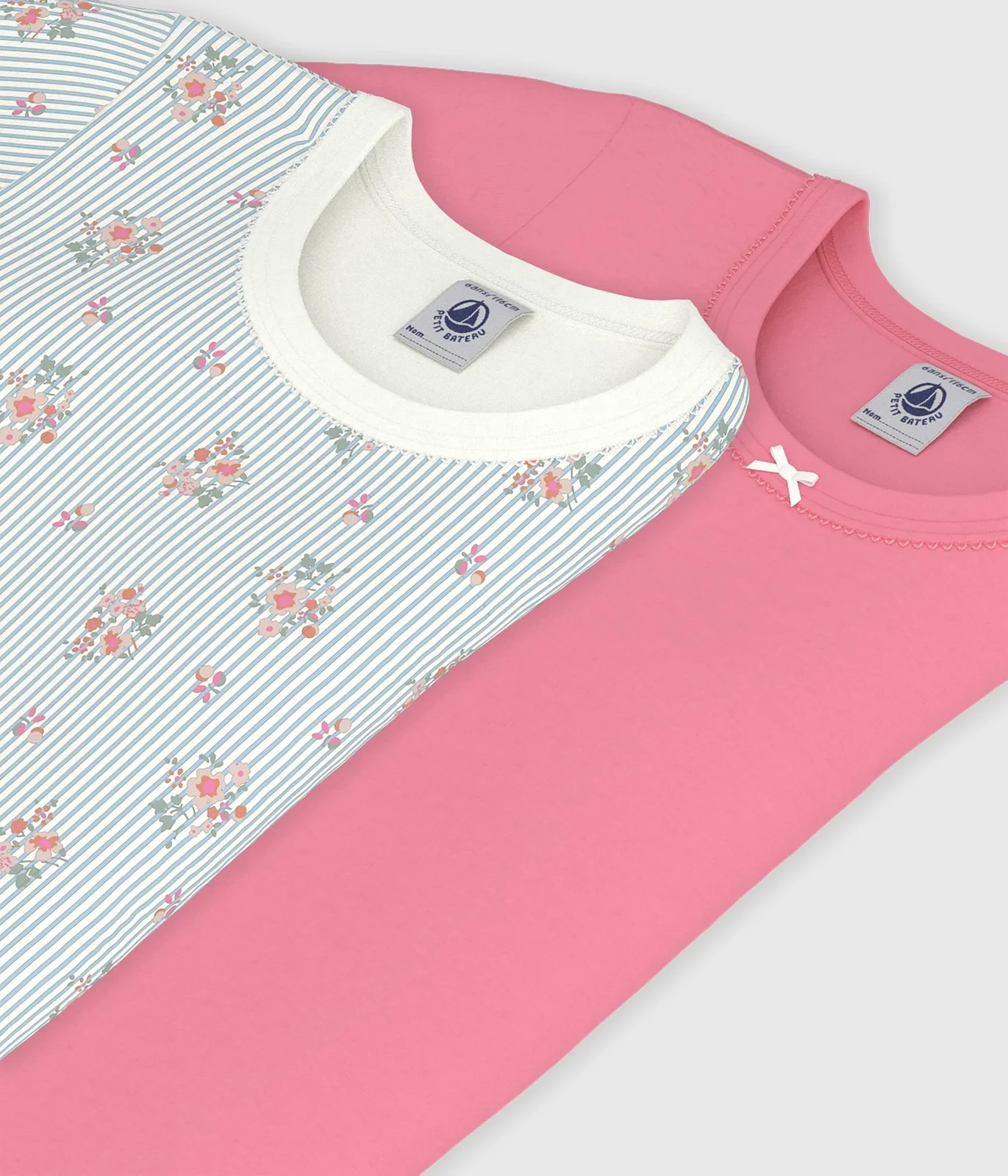 Pack of children's short-sleeved floral print cotton T-shirts