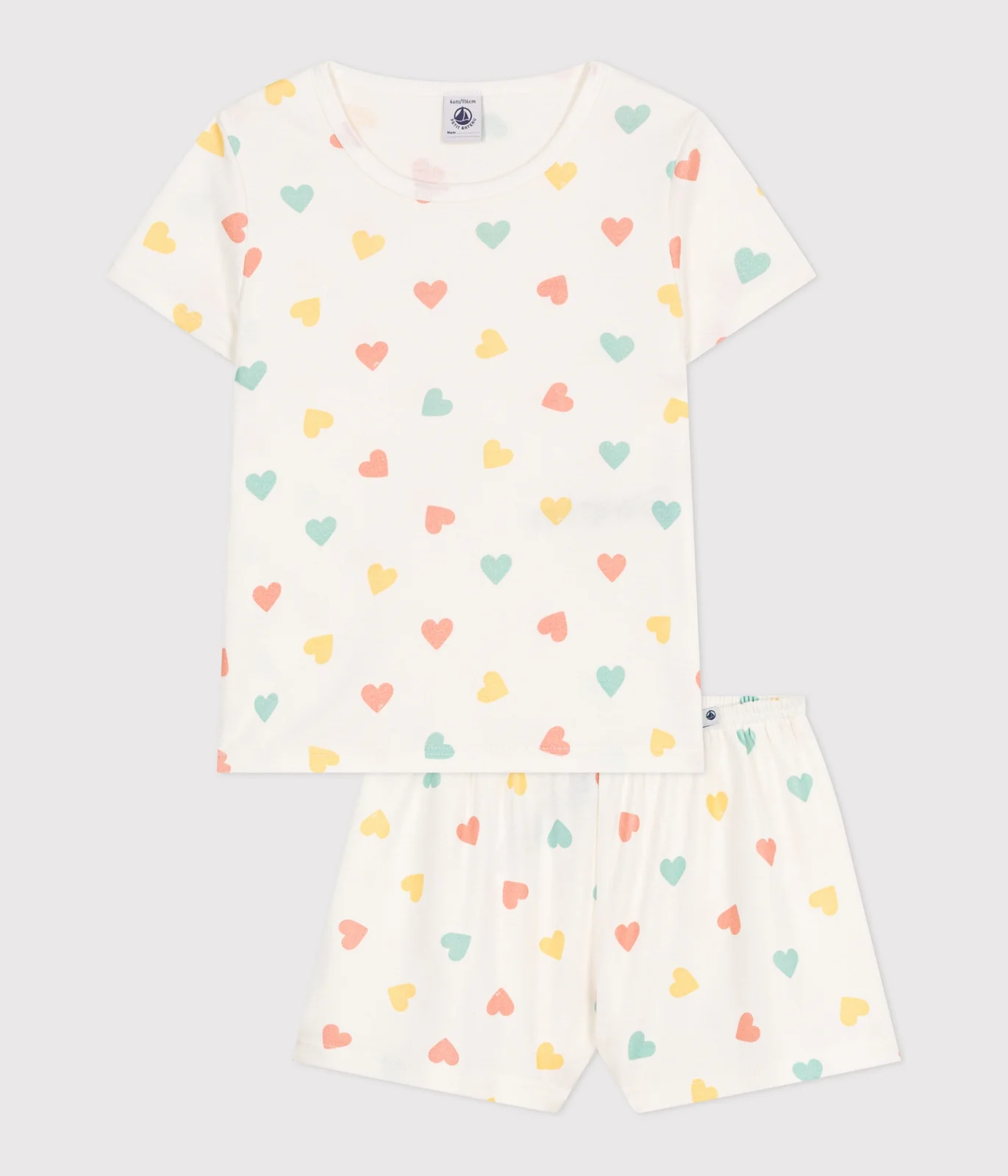 Children's short heart print cotton pyjamas