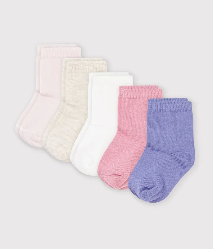 5 pairs of babies' plain cotton socks