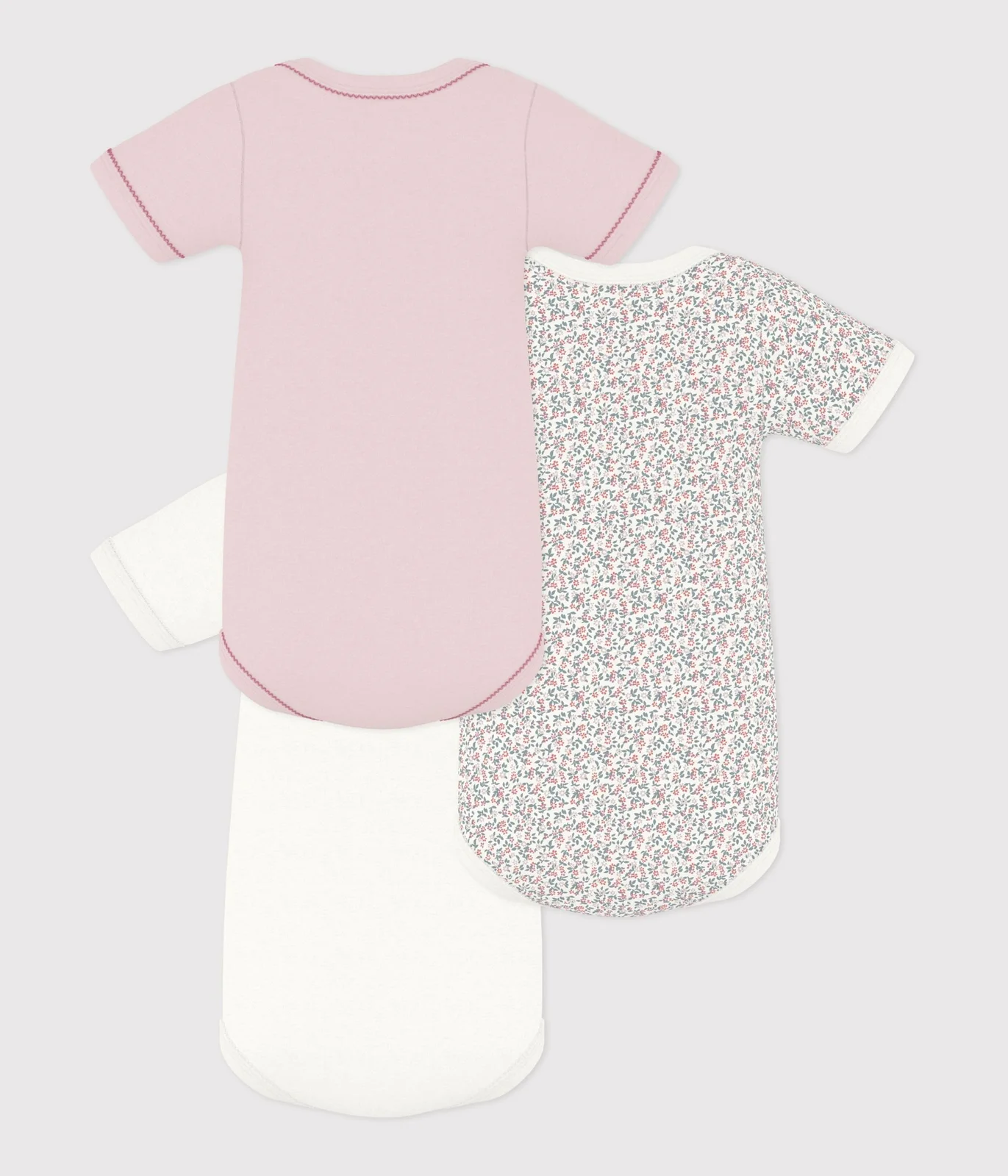 Pack of short-sleeved flower print cotton bodies for babies