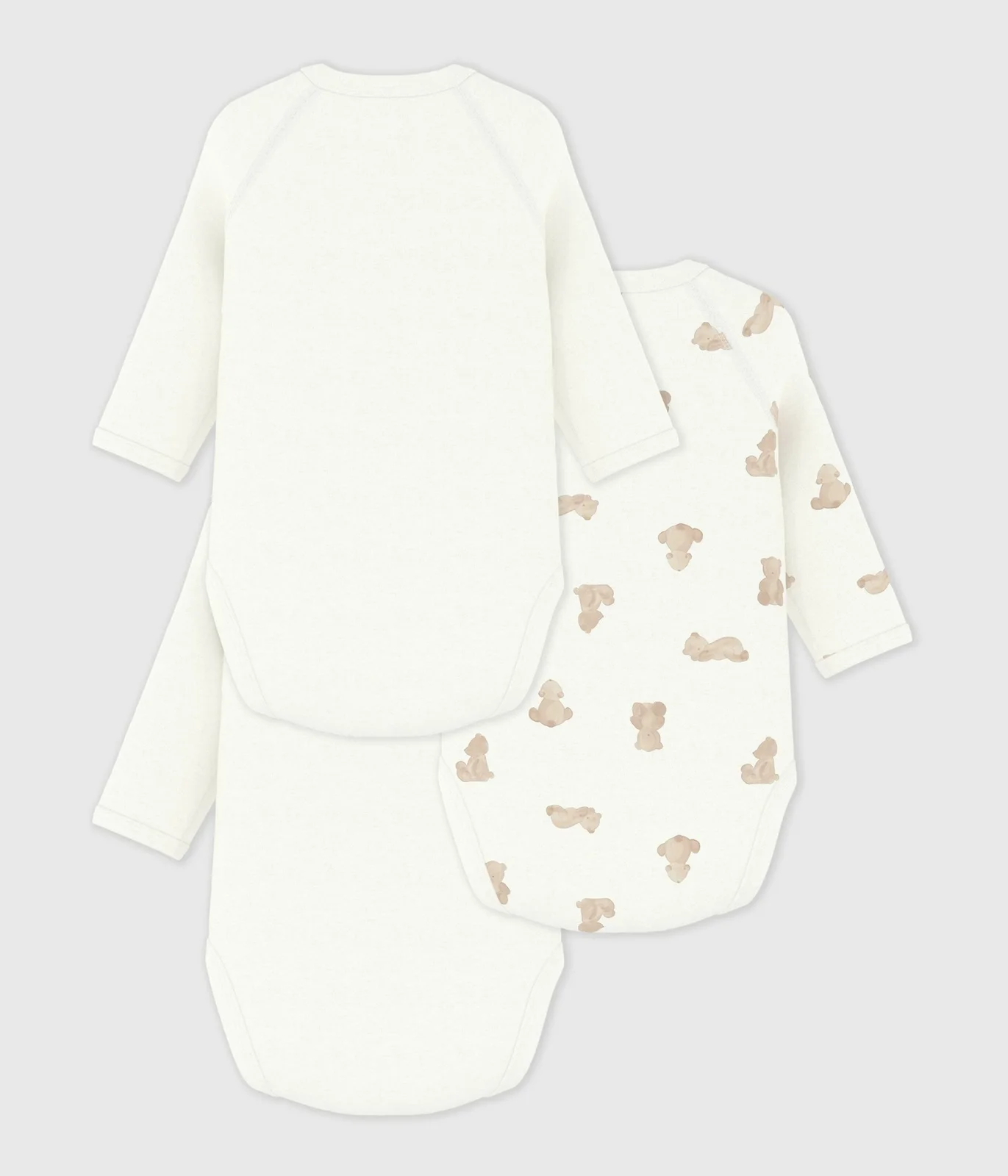 Pack of babies' long-sleeved printed cotton wrapover bodies
