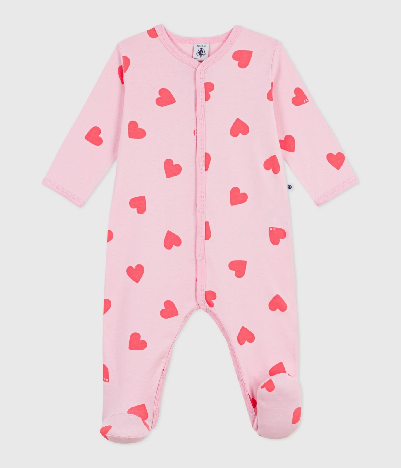 Babies' heart-print cotton pyjama suit