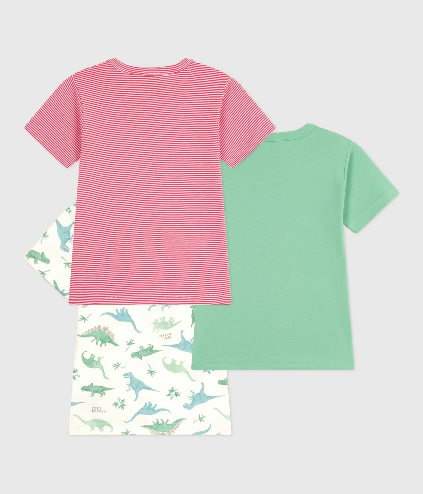 Children's short-sleeved cotton dinosaur T-shirts - 3-Pack