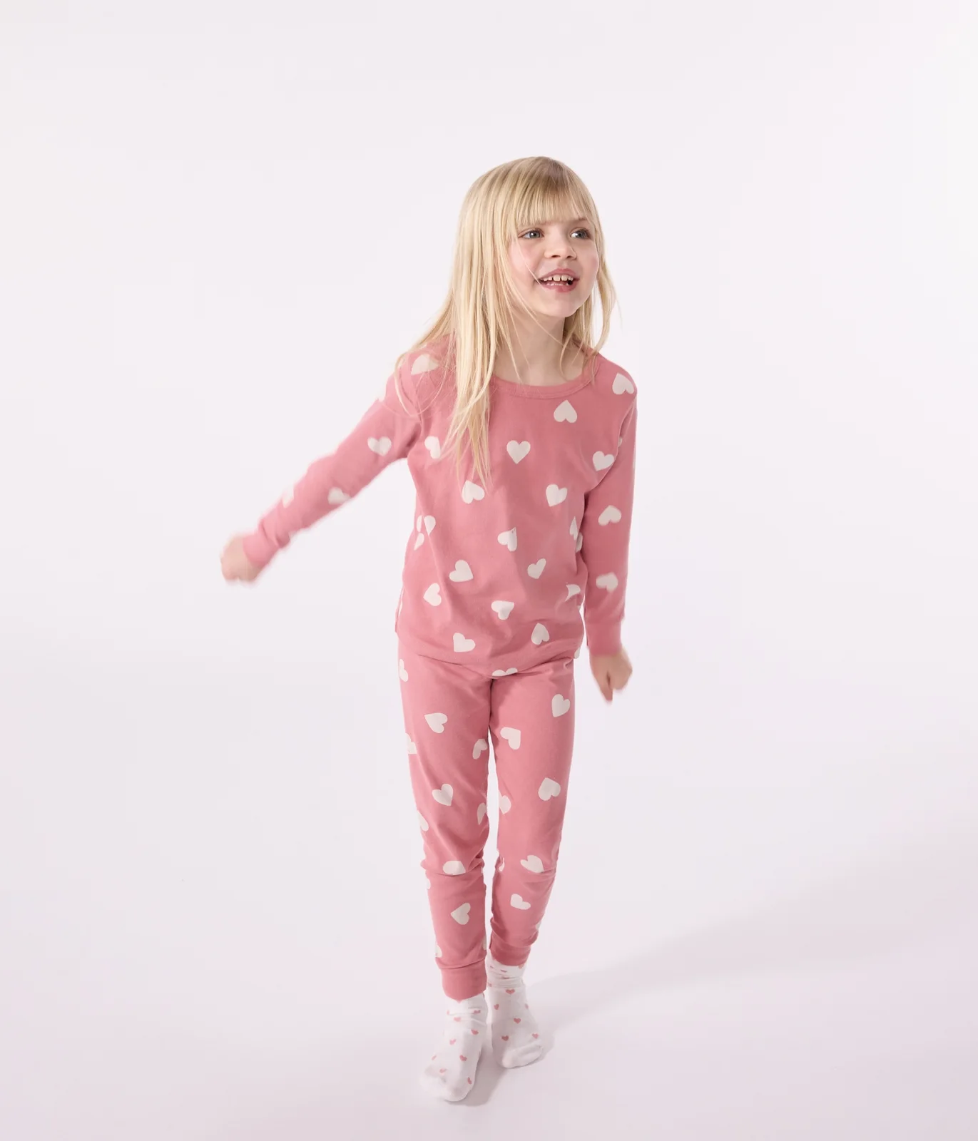 Children's heart print cotton pyjamas