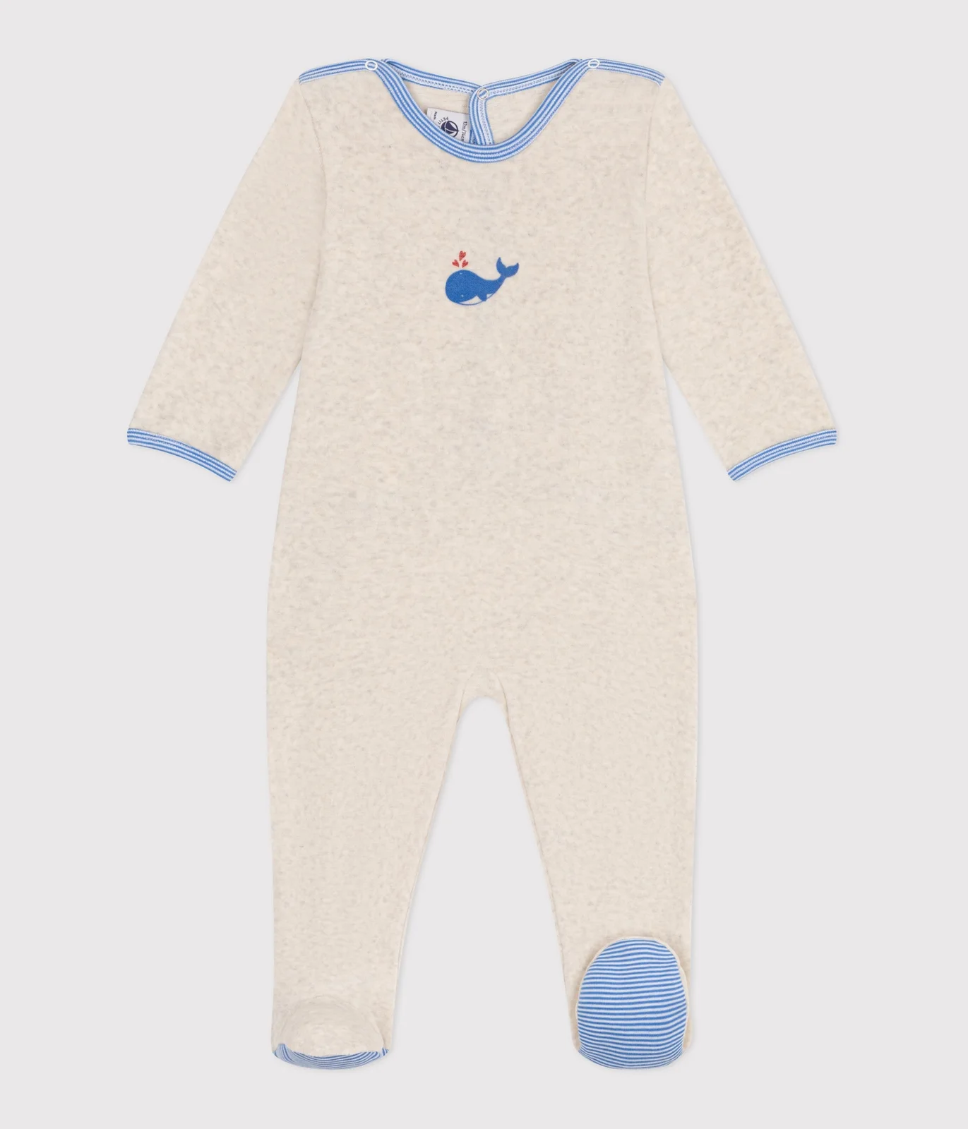 Babies' velour pyjama suit with a back opening
