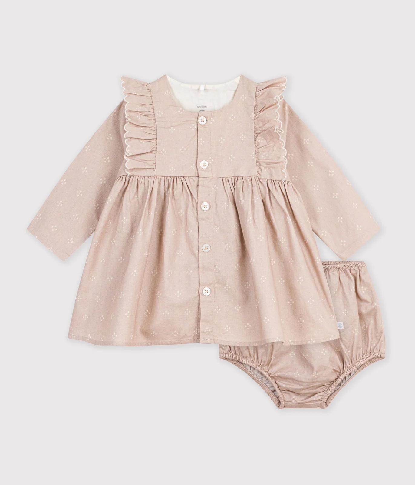 Babies' dress in cotton with a graphic print