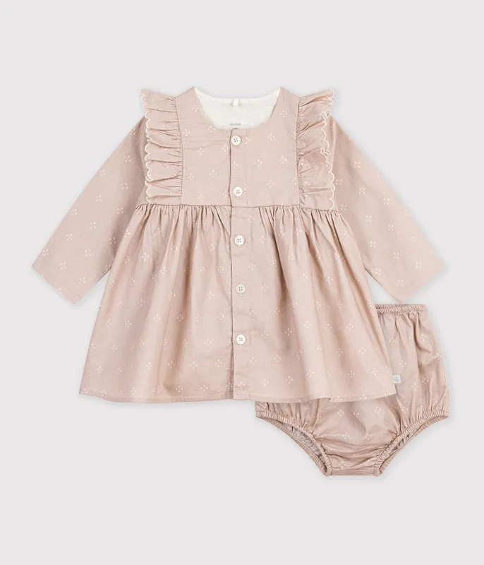 Babies' dress in cotton with a graphic print