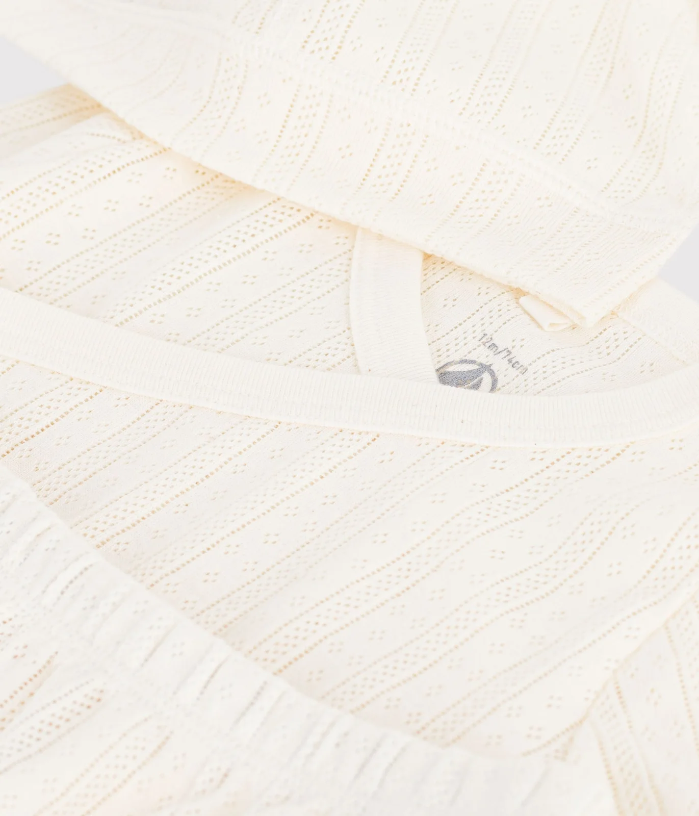 Babies' long 3-piece openwork cotton outfit and hat