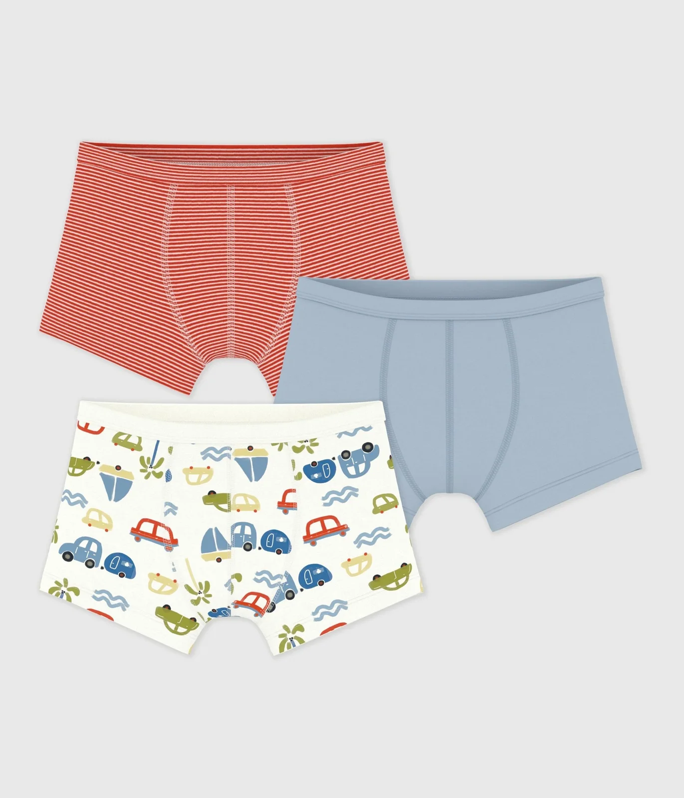 Pack of children's printed cotton boxers with covered waistbands