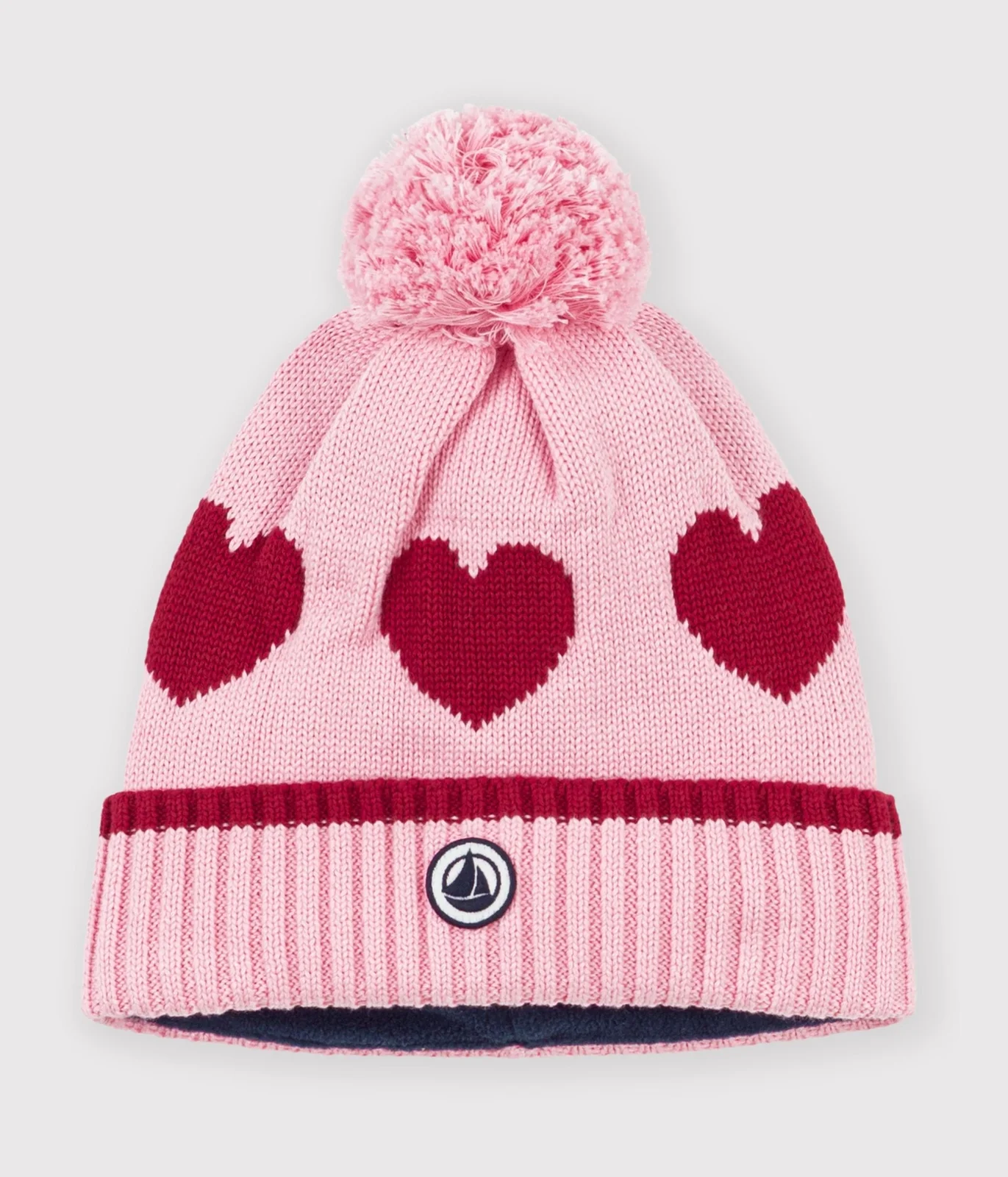 Children's jacquard knitted beanie hat lined in polar fleece