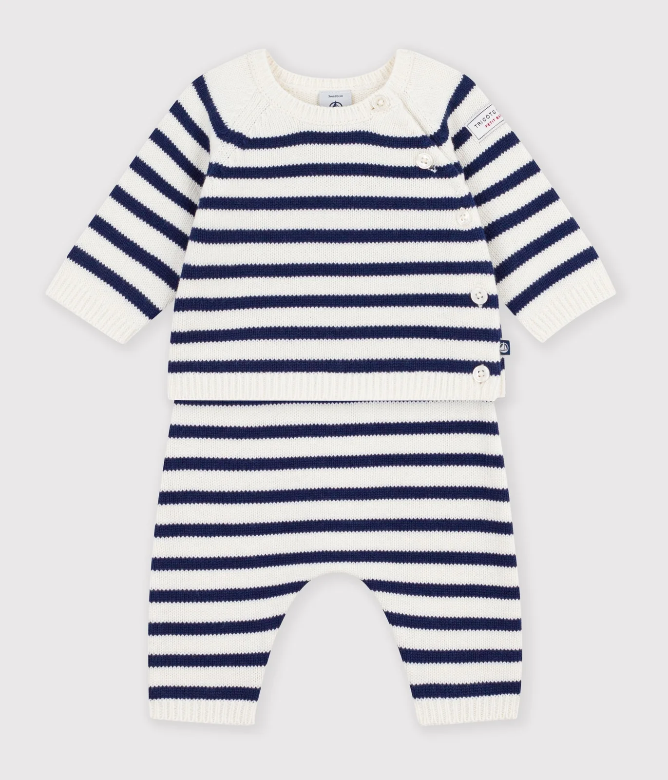 Babies' set in a stripy knit