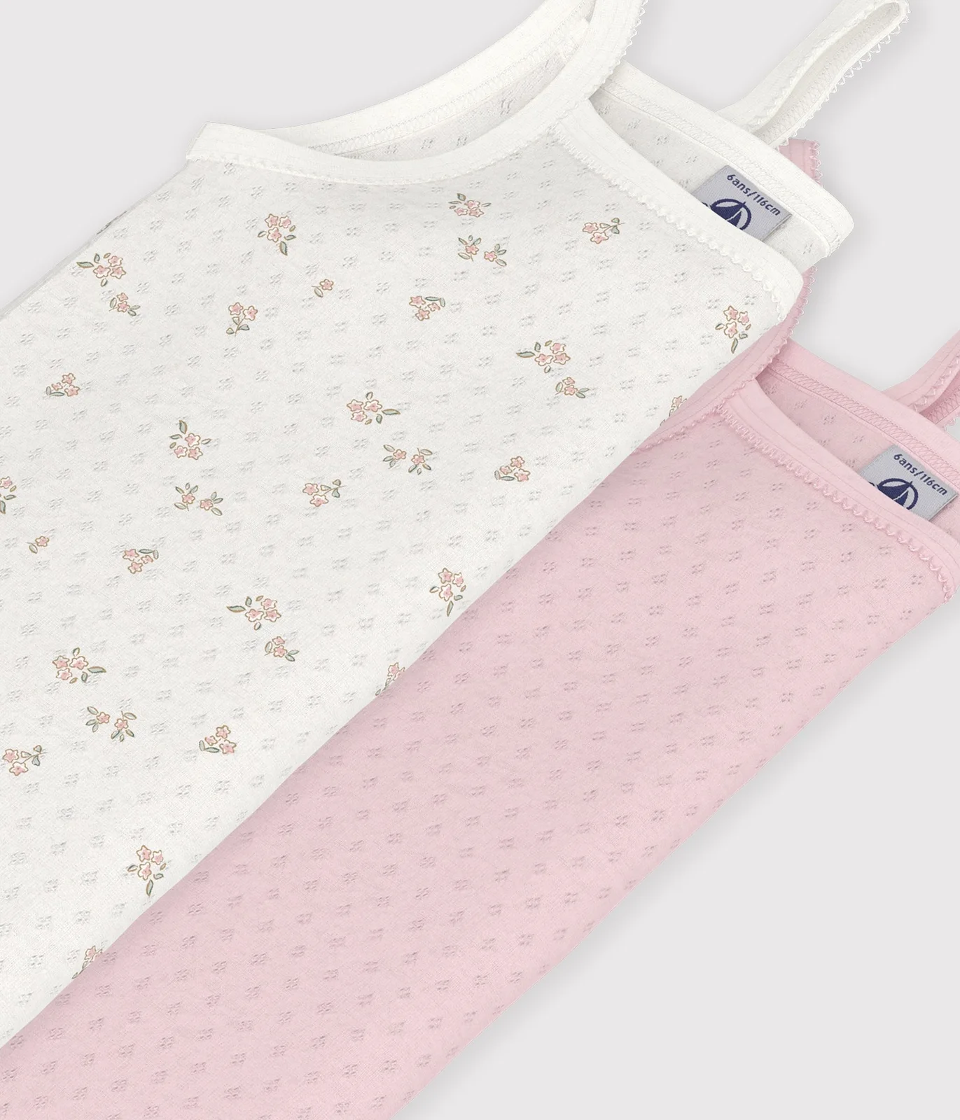 Pack of children's floral openwork cotton tank tops