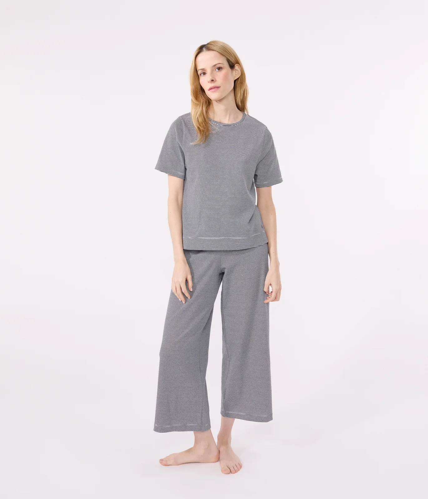 Women's Pinstriped Cotton Pyjamas