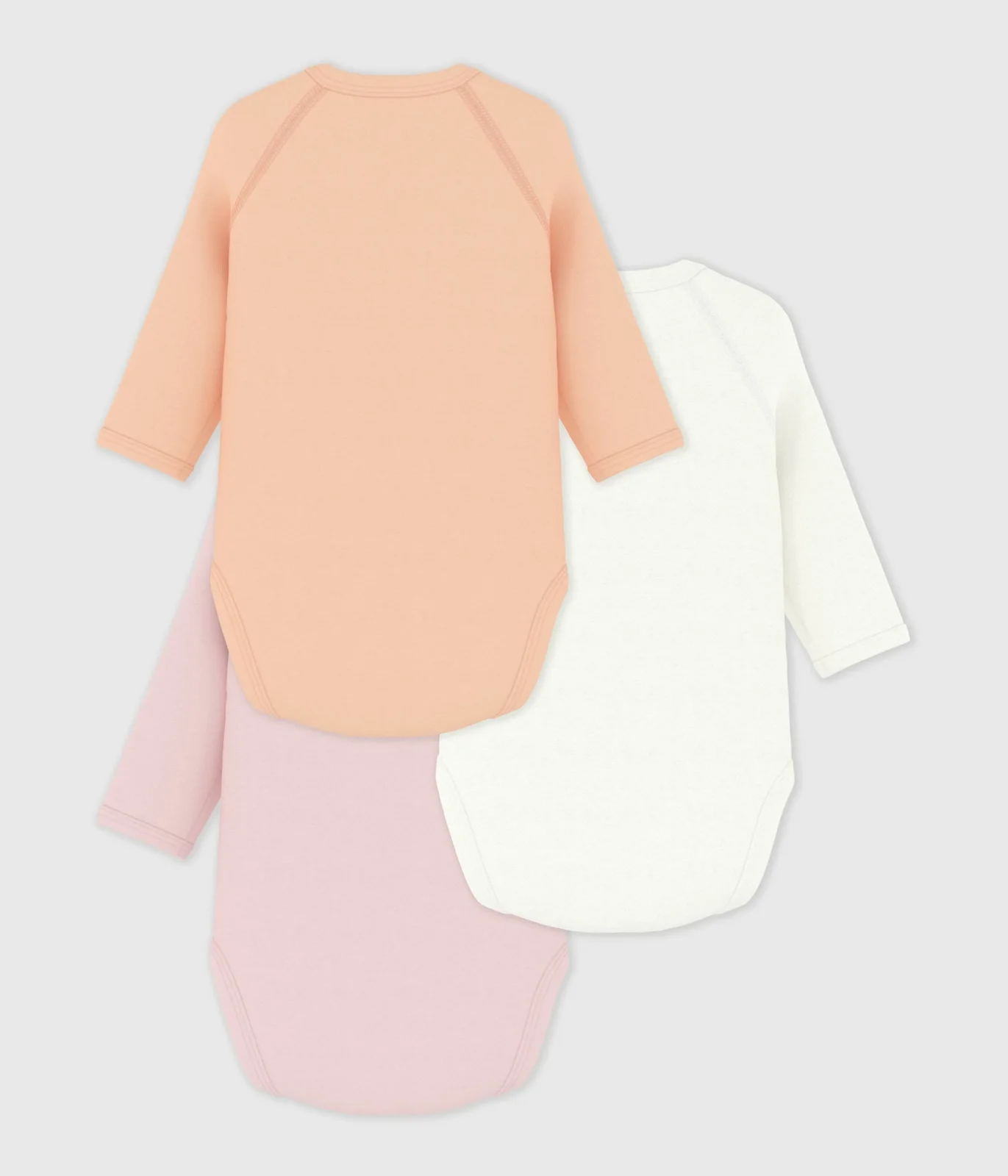 Pack of babies' long-sleeved printed cotton wrapover bodies
