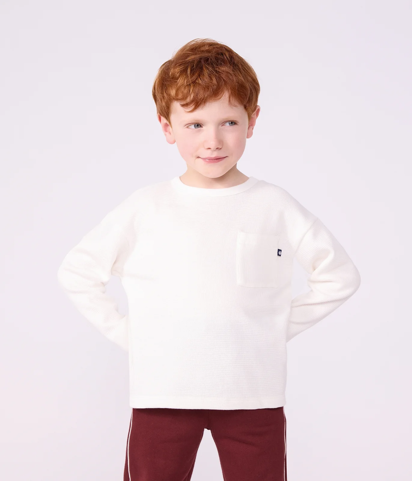 Children's long-sleeved plain cotton T-shirt