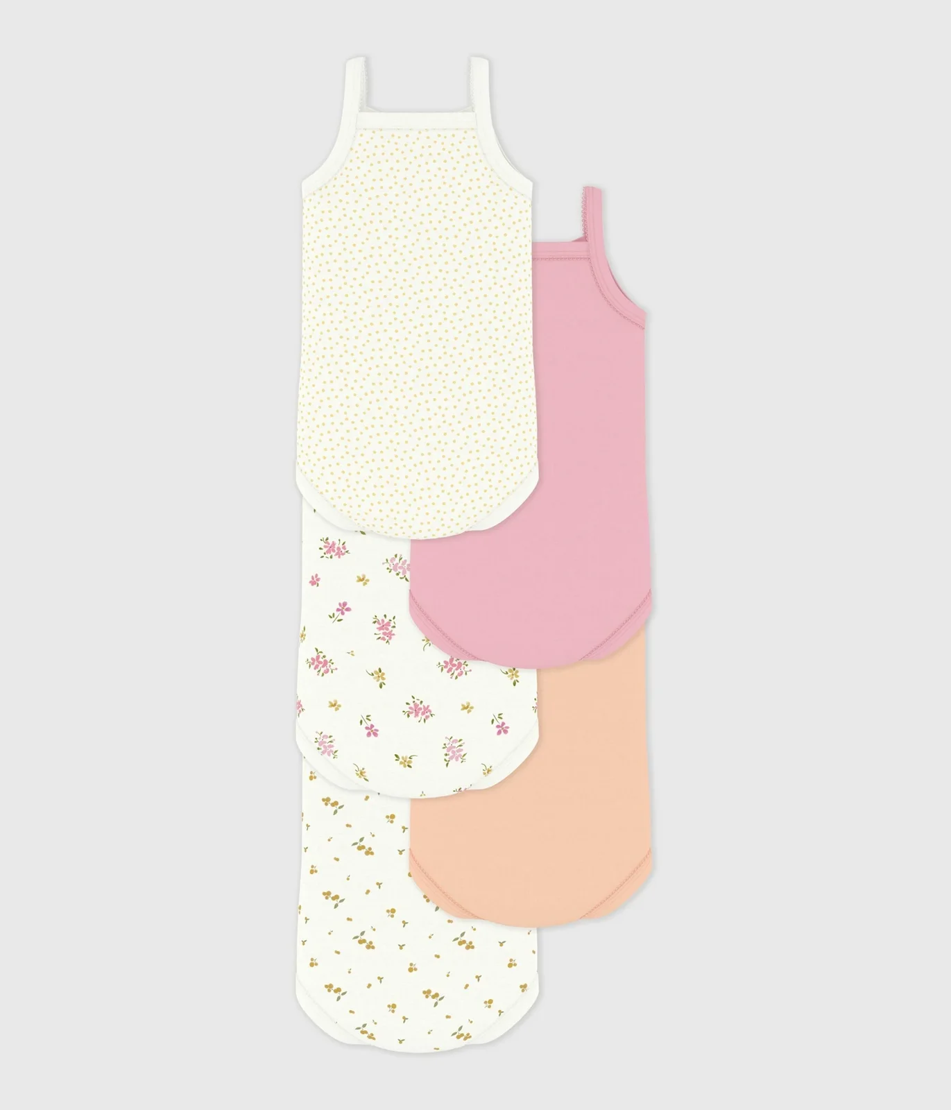 Pack of babies' floral cotton bodies with straps