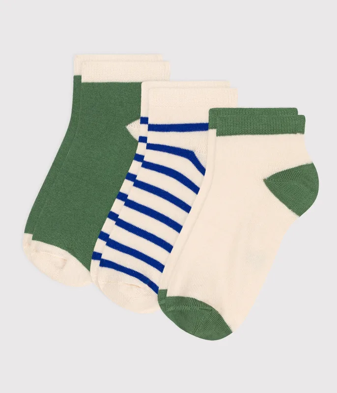 Pairs of children's stripy cotton socks - 3-pack