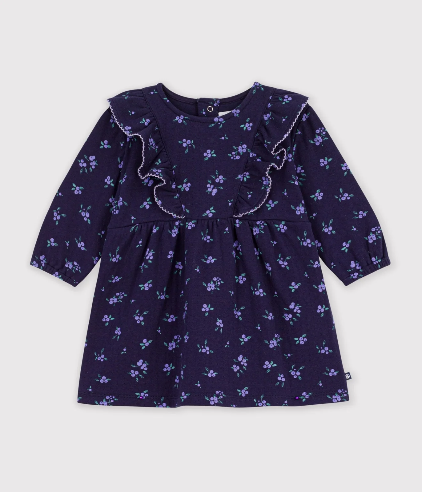 Babies' long sleeved floral-print cotton dress