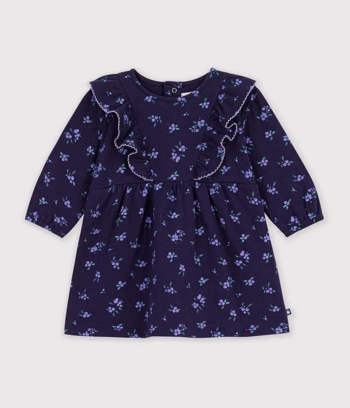 Babies' long sleeved floral-print cotton dress