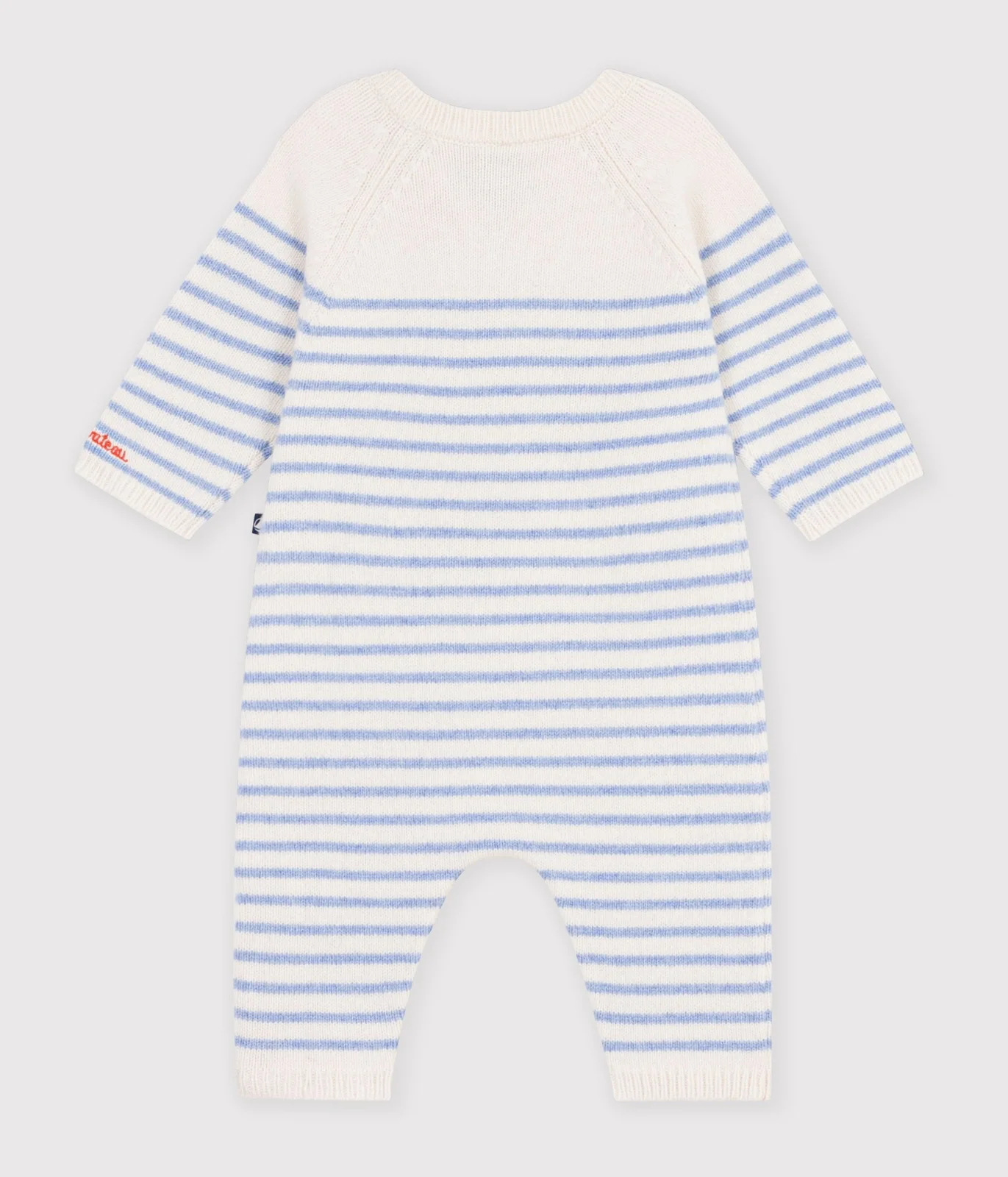 Babies' stripy wool and cotton knit playsuit