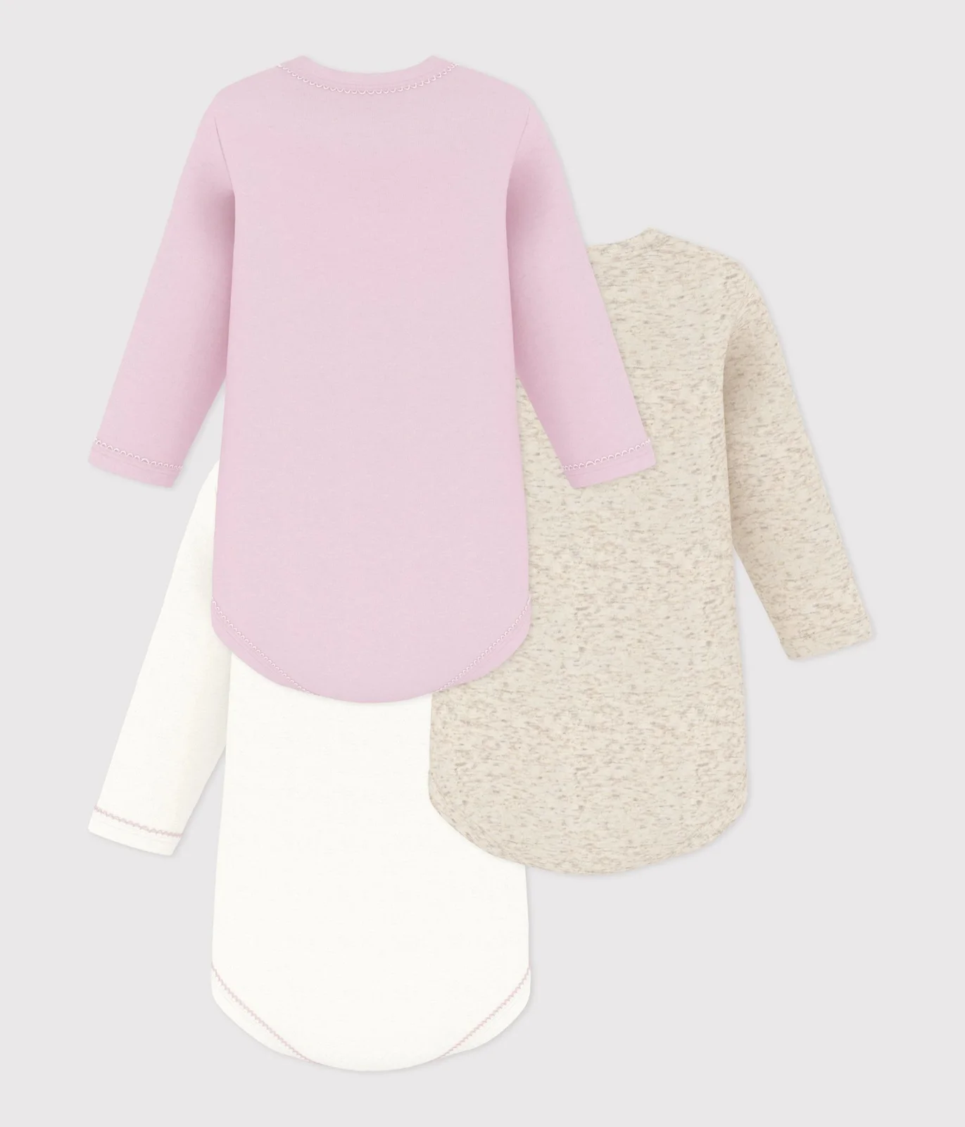 Pack of plain cotton long-sleeved baby bodies