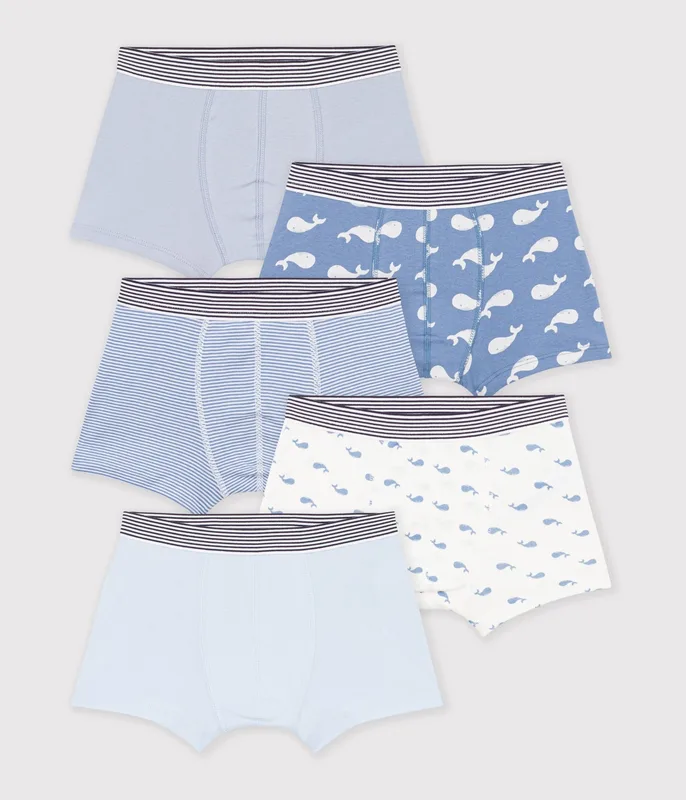 Pack of children's whale print cotton boxers