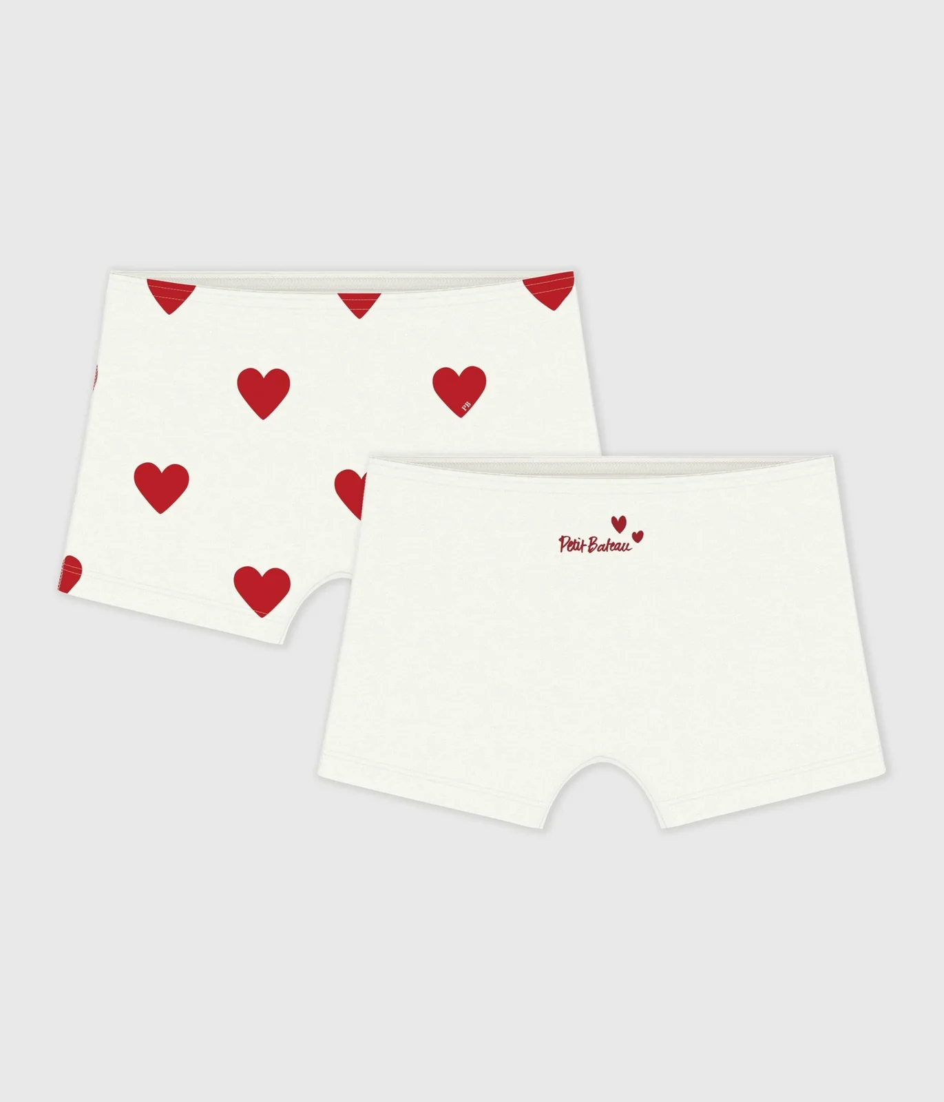 Children's heart-print cotton  shorties - 2-pack