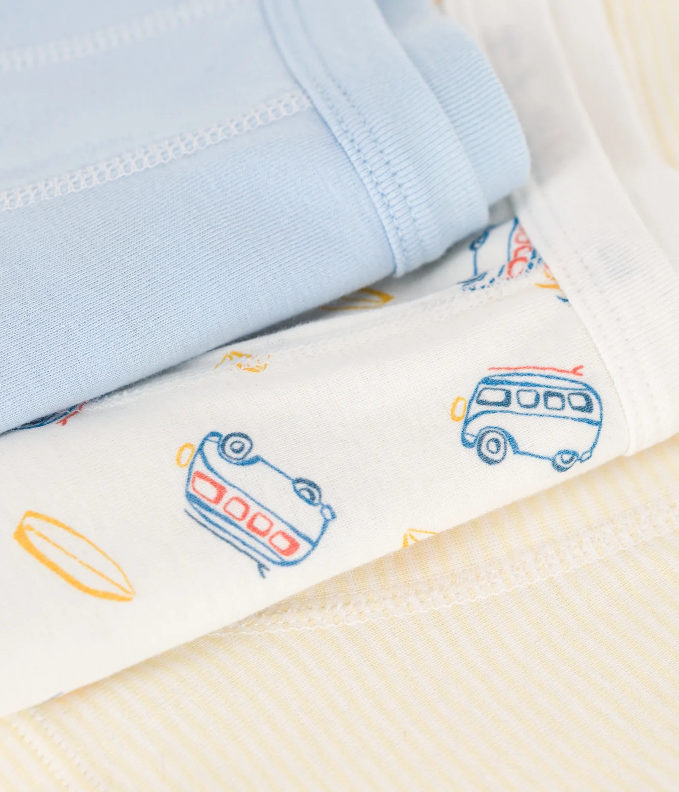 Children's van print cotton boxers with thin waistbands - 3-Pack
