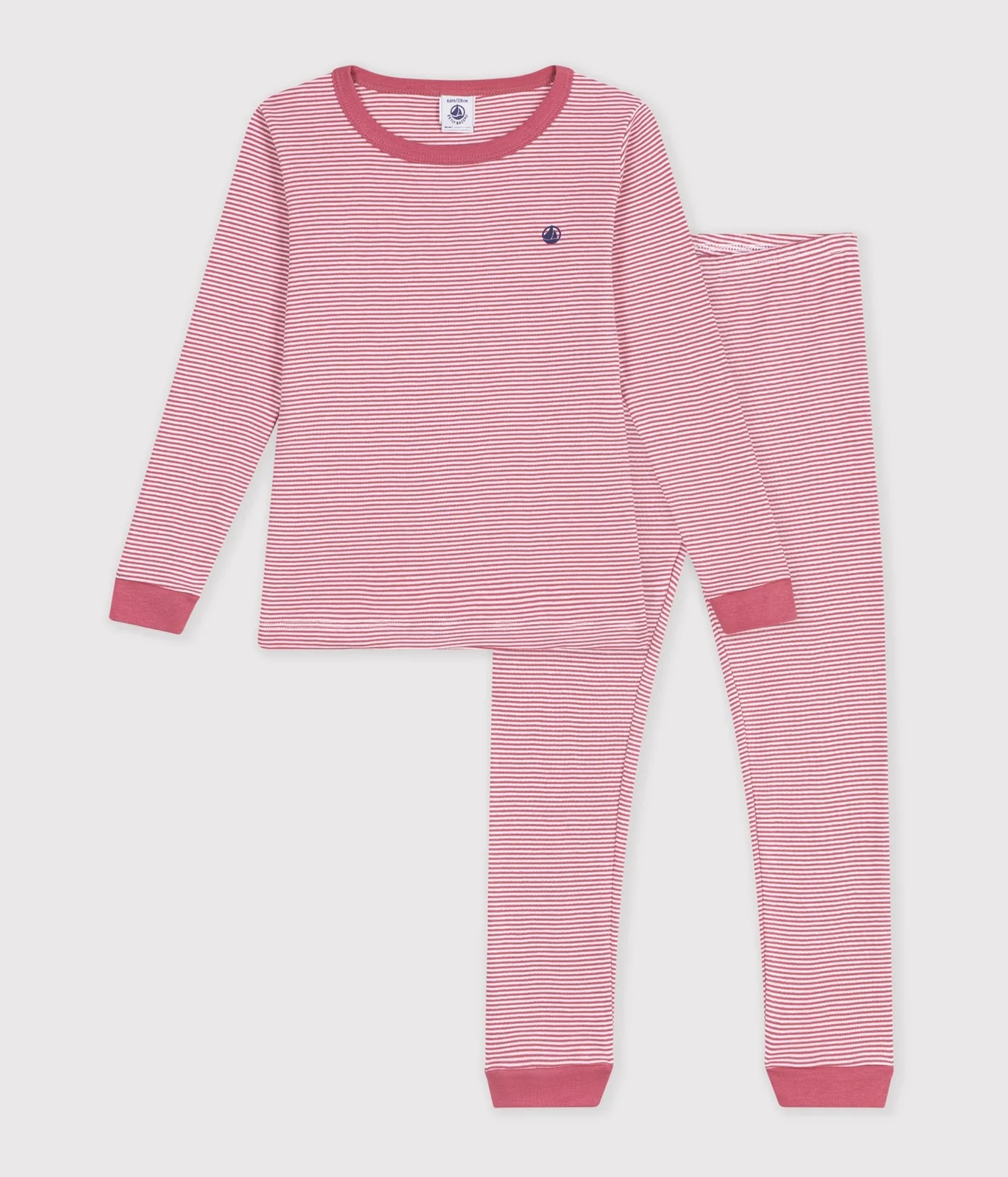 Children's snug-fitting stripy cotton pyjamas