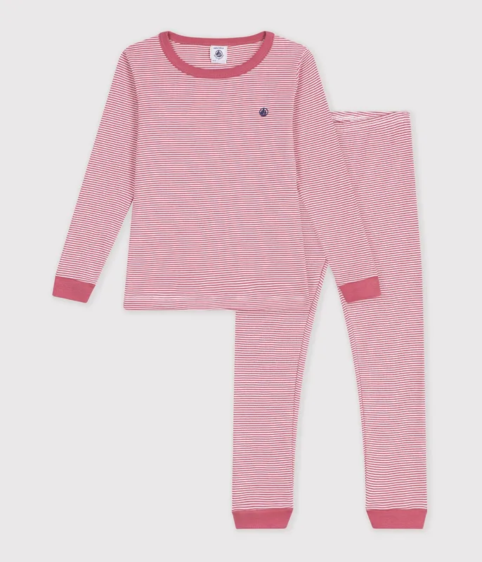 Children's snug-fitting stripy cotton pyjamas