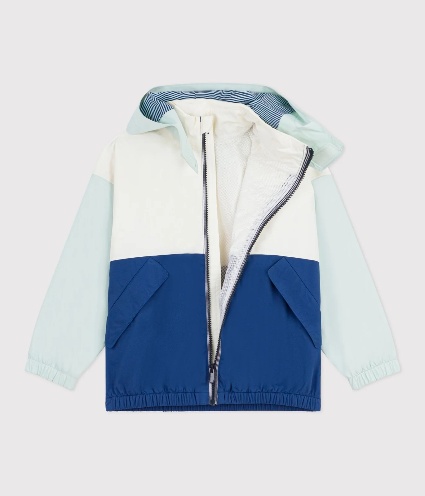 Children's windbreaker with a retractable hood