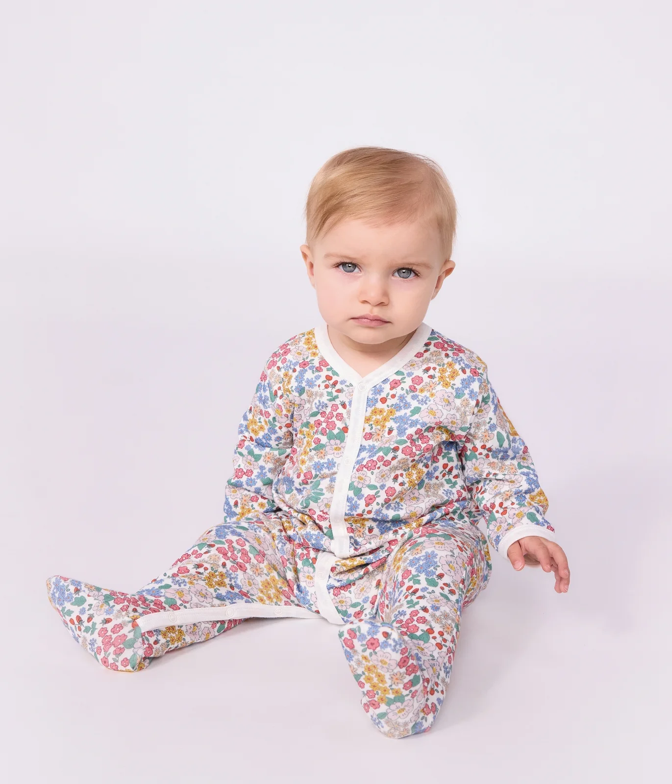 Babies' flower-print tube knit pyjama suit