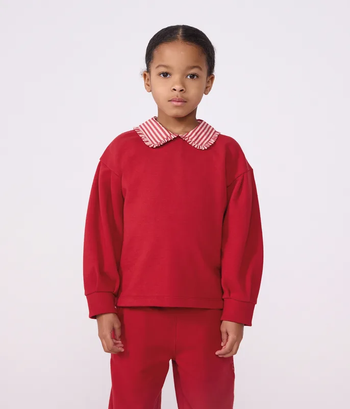 Children's plain cotton sweatshirt with a collar