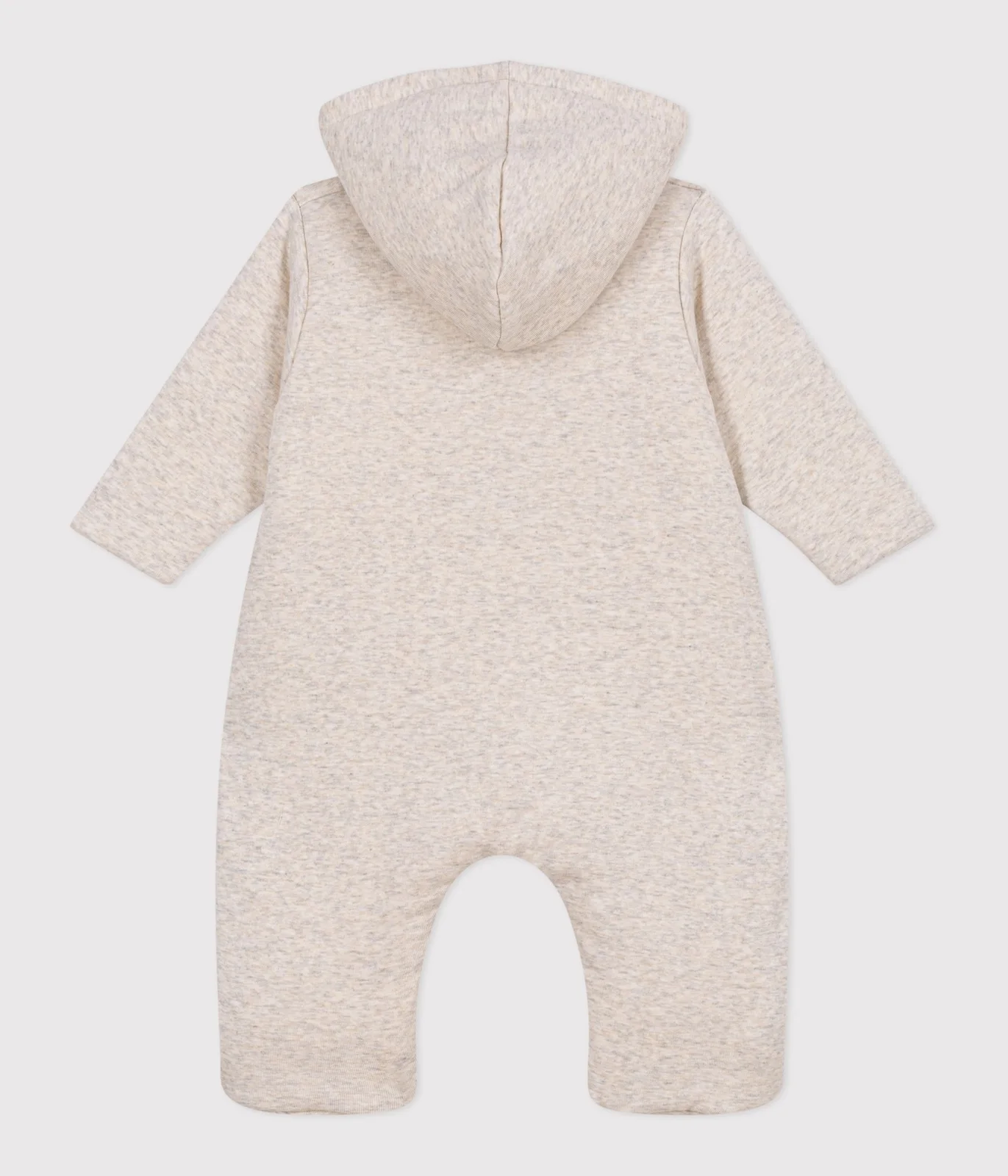 Babies' plain padded jumpsuit with a hood and feet