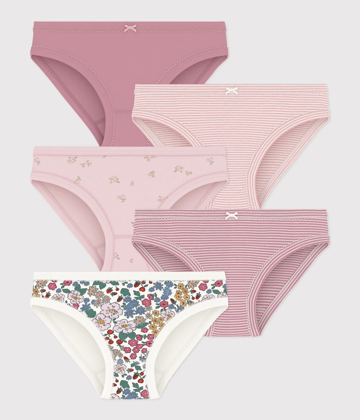 Pack of children's flower-patterned cotton pants
