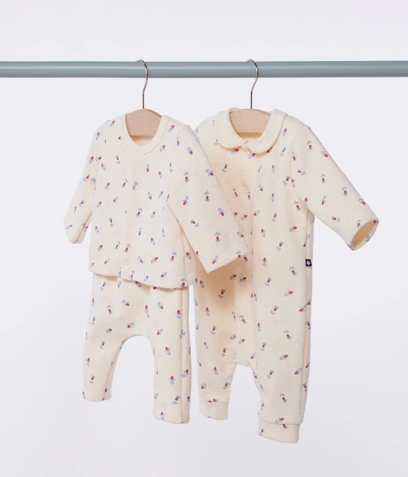 Babies' floral print cotton playsuit with a collar