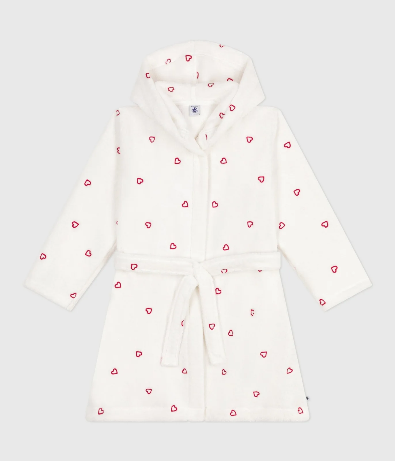 Children's cotton terry bathrobe with embroidered hearts