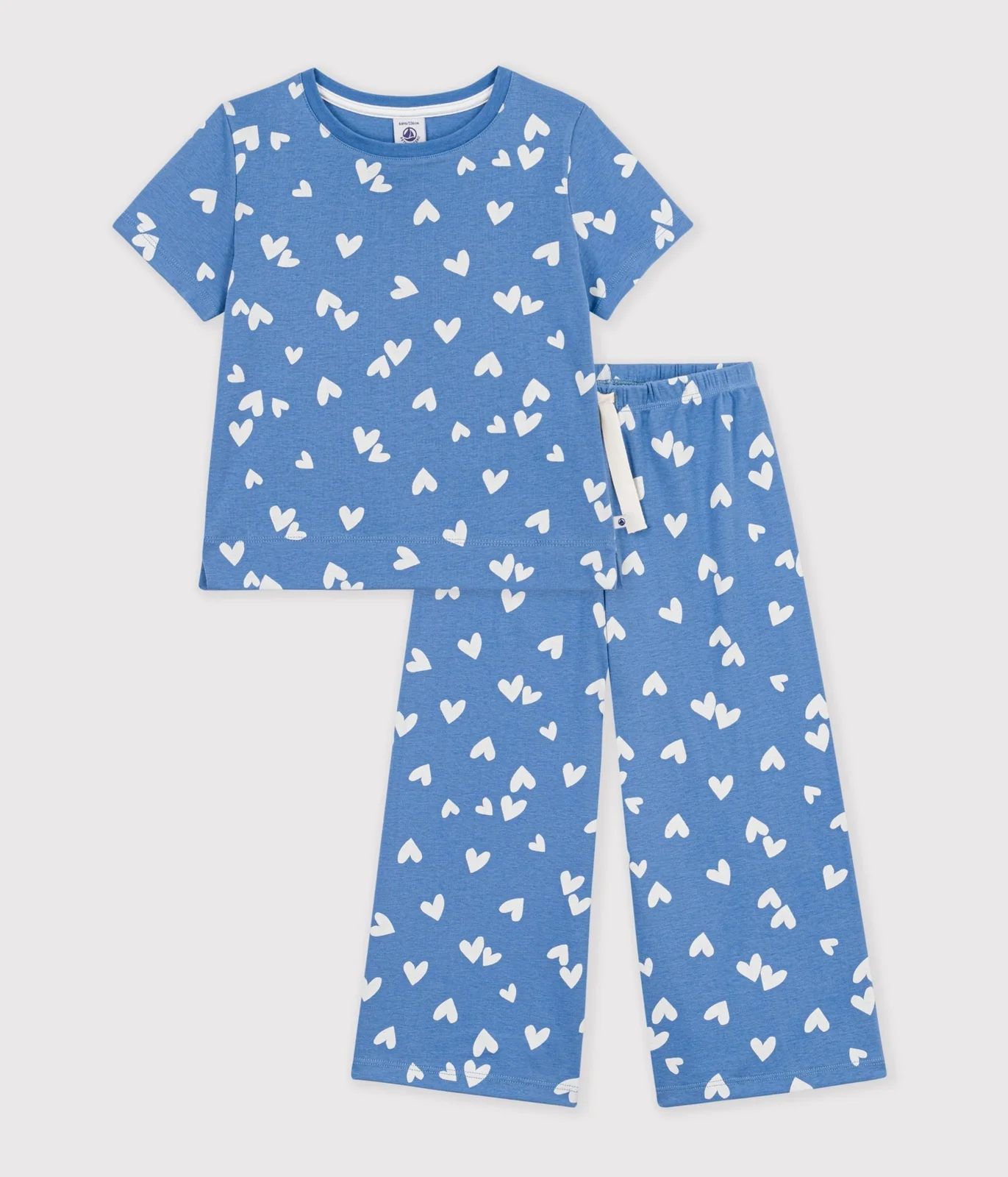 Children's wide-leg cotton pyjamas with hearts
