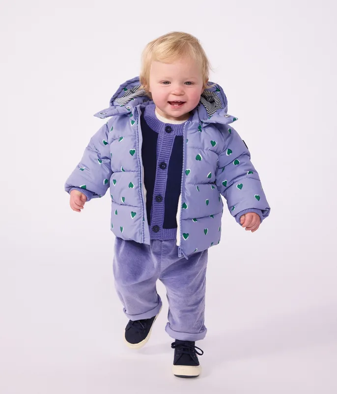 Baby puffer jacket in printed polyester