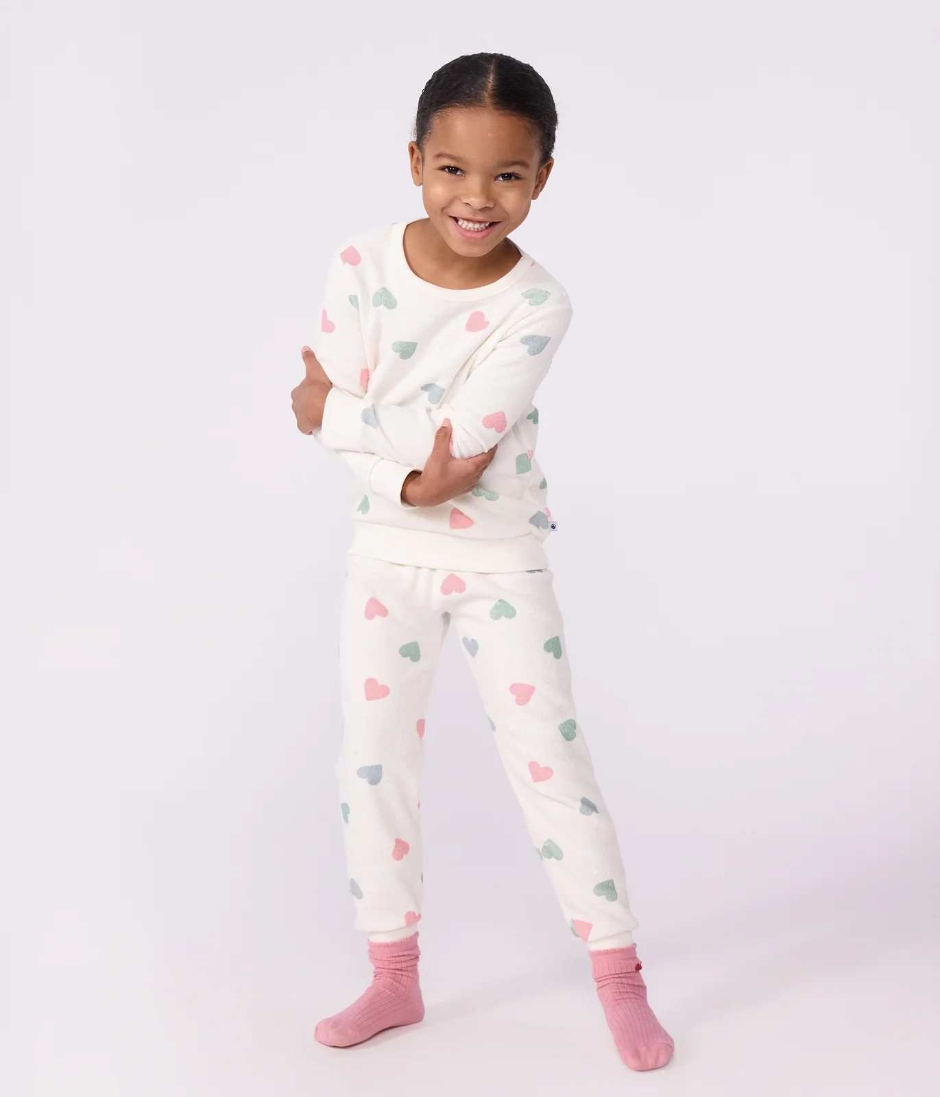 Children's cotton terry pyjamas with hearts