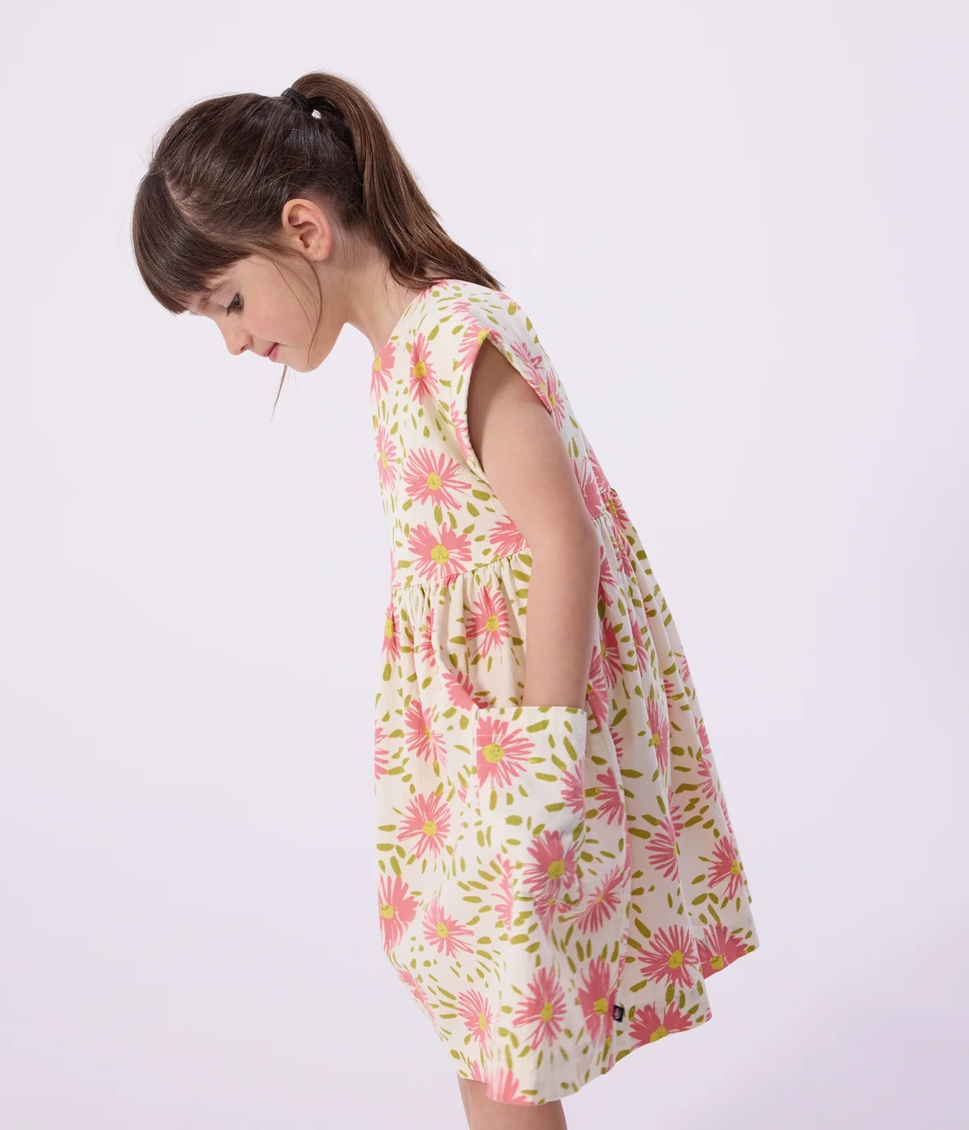 Children's short-sleeved floral cotton dress