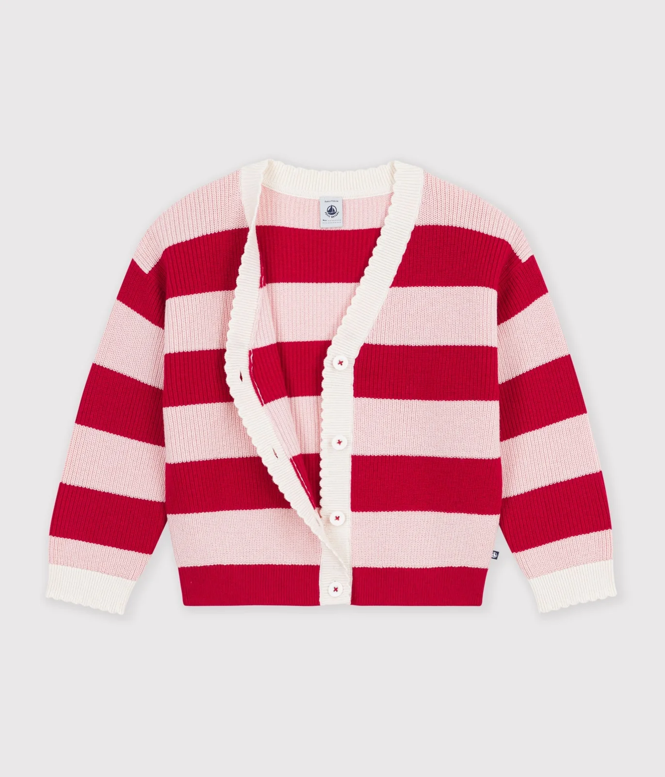 Children's stripy wool and cotton cardigan