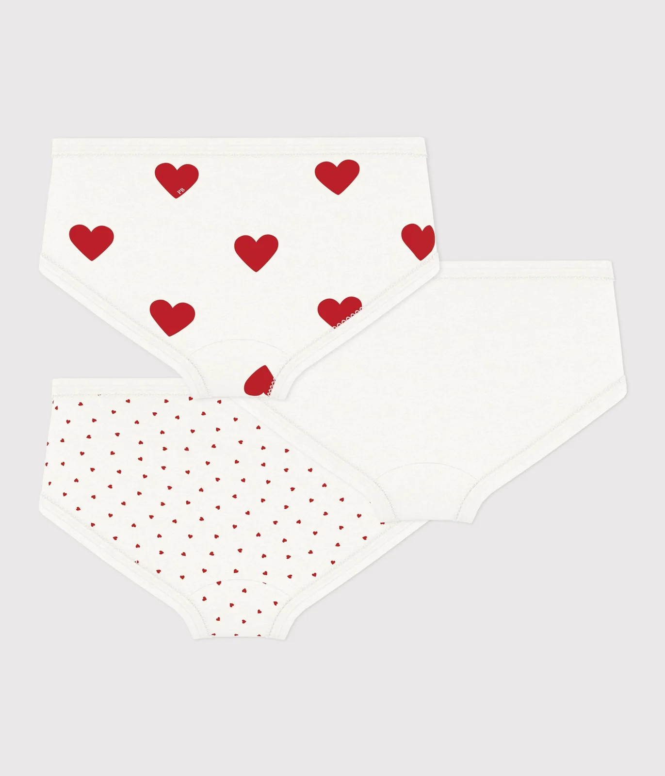 Children's high-waisted cotton heart pattern knickers - 3-Pack