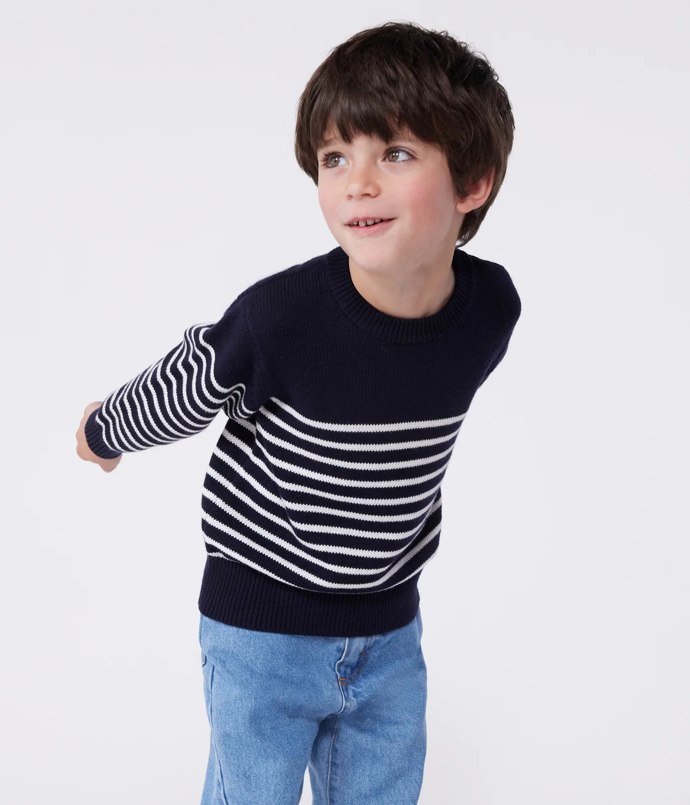 Children's stripy sailor jumper in wool and cotton